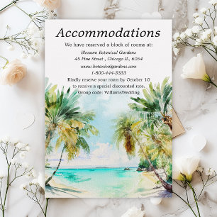 Tropical Beach Destination Wedding Accommodations Enclosure Card