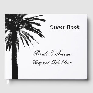 Tropical beach destination wedding chic palm tree guest book