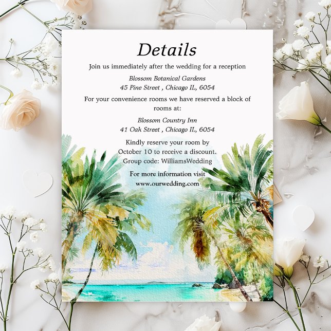 Tropical Beach Destination Wedding Details Enclosure Card (Creator Uploaded)
