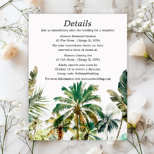 Tropical Beach Destination Wedding Details Enclosure Card