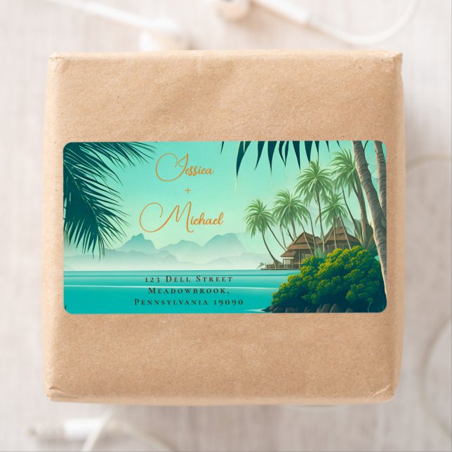 Tropical Beach Destination Wedding Guest Address (Insitu)
