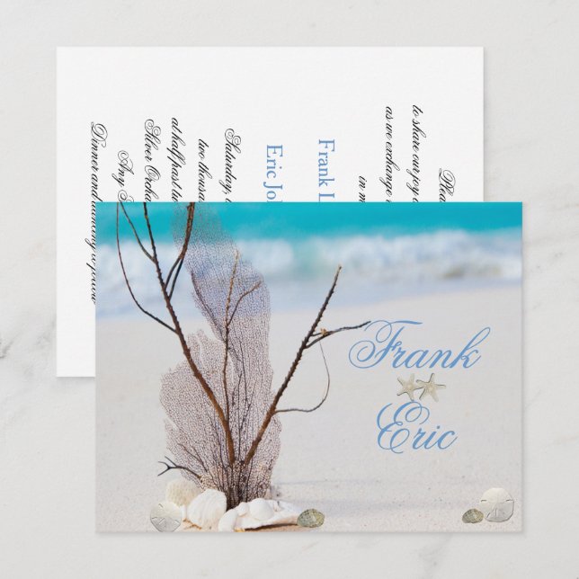 Tropical, Beach, Destination Wedding Invitation (Front/Back)