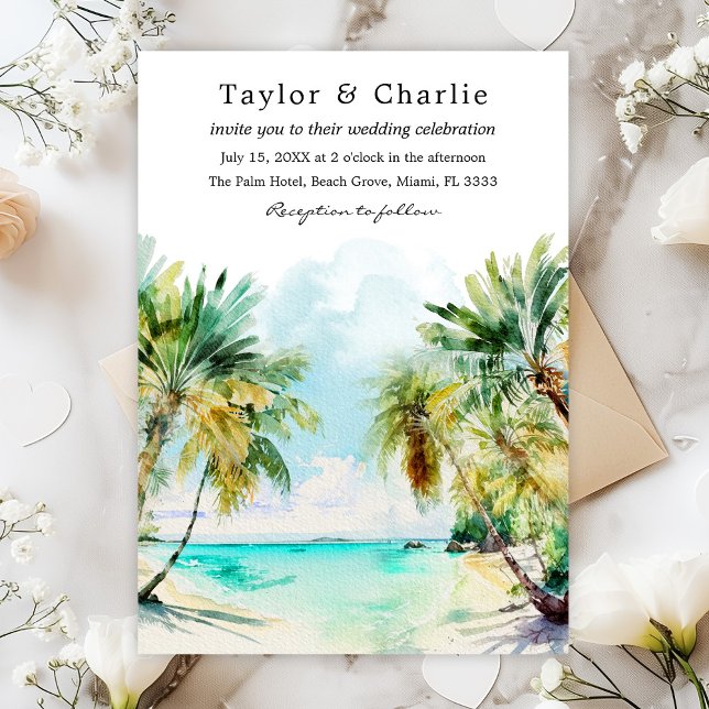 Tropical Beach Destination Wedding Invitation (Creator Uploaded)