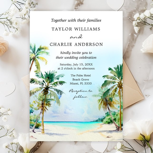 Tropical Beach Destination Wedding Invitation (Creator Uploaded)