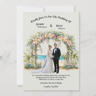 Tropical Beach Destination Wedding Invitation 