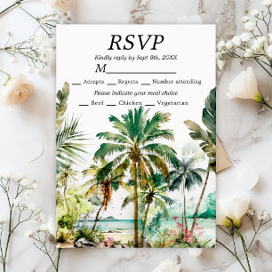 Tropical Beach Destination Wedding RSVP Card