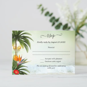 Tropical Beach Destination Wedding RSVP Card
