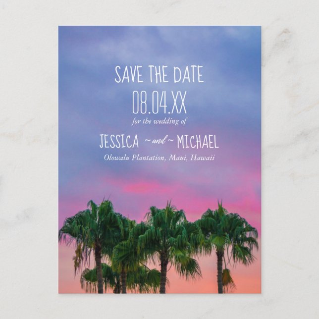 Tropical Beach Destination Wedding Save the Date Announcement Postcard (Front)