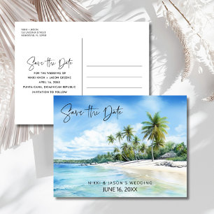 Tropical Beach Destination Wedding Save the Date Announcement Postcard