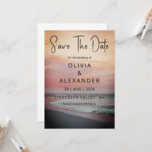 tropical beach destination wedding save the date invitation