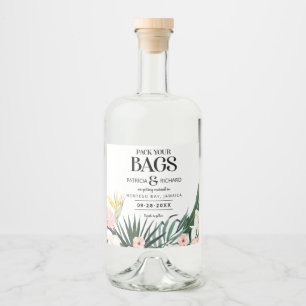 Tropical Beach Destination Wedding Save the Date Liquor Bottle Label