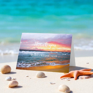 Tropical Beach Destination Wedding Thank you Card
