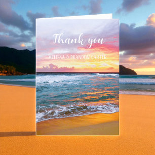 Tropical Beach Destination Wedding Thank you  Card