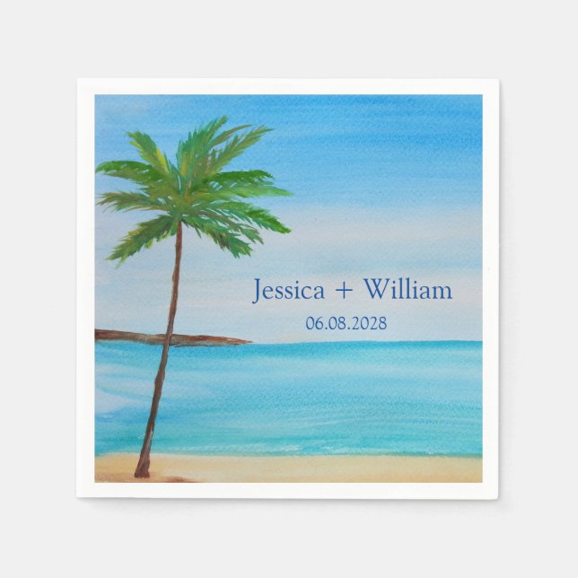 Tropical Beach Destination Wedding Thank you  Napkin (Front)