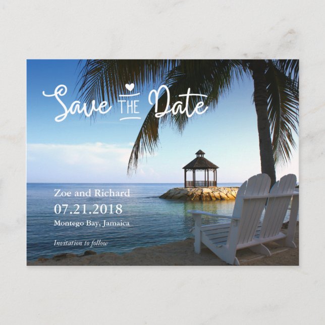 Tropical Beach Enregistrer la date Carte postale (Devant)