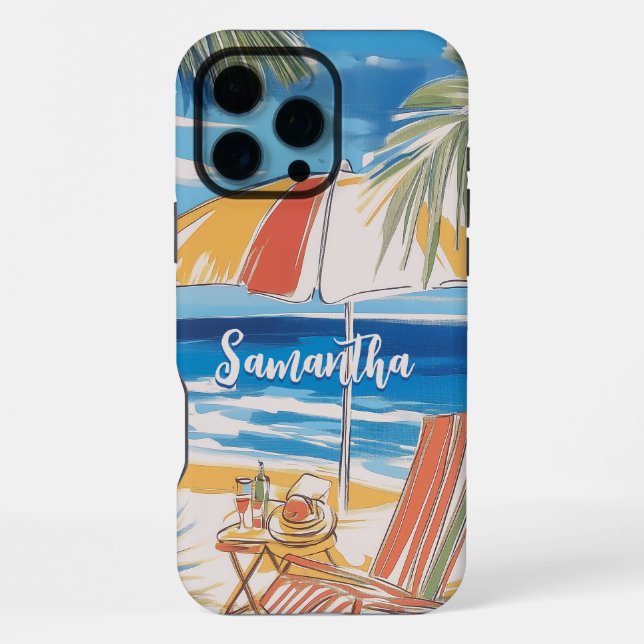 Tropical Beach Escape - Personalized Summer iPhone Case (Back)