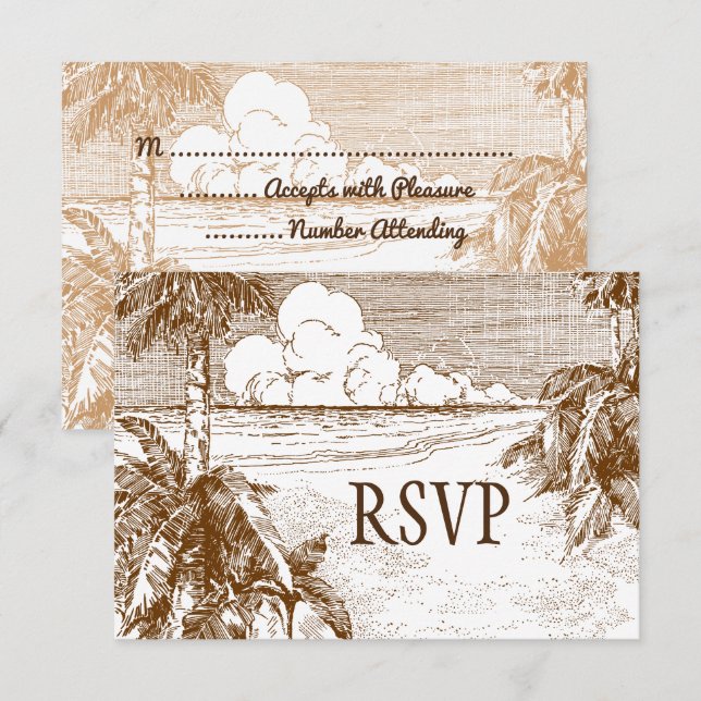 Tropical Beach Etching Editable Response Cards (Front/Back)