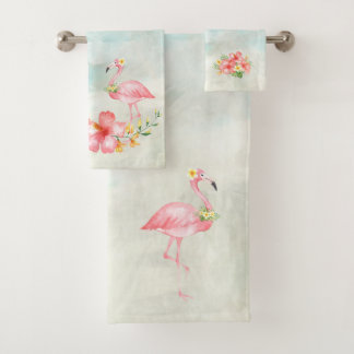 Tropical Beach Flamingo Bath Towels