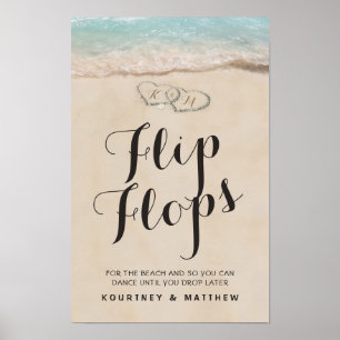 Tropical Beach Flip Flops Wedding Poster