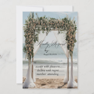 Tropical Beach Floral Arbor RSVP  Invitation