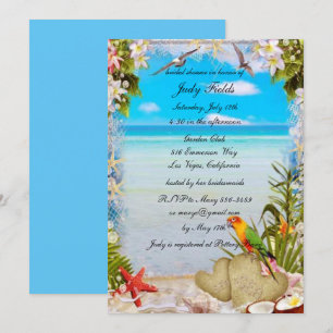 Tropical Beach Floral Wedding Bridal Shower Card