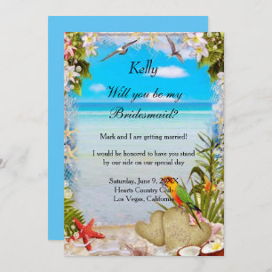 Tropical Beach Floral Wedding Bridesmaids Card