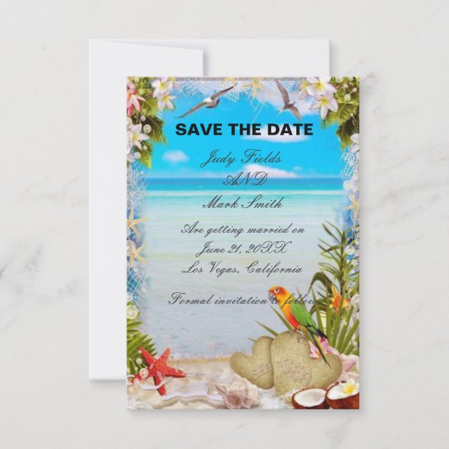 Tropical Beach Floral Wedding Enregistrer La Carte (Devant)