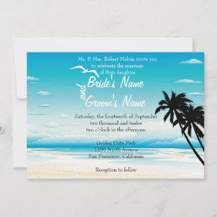 Tropical Beach Floral Wedding Invitation