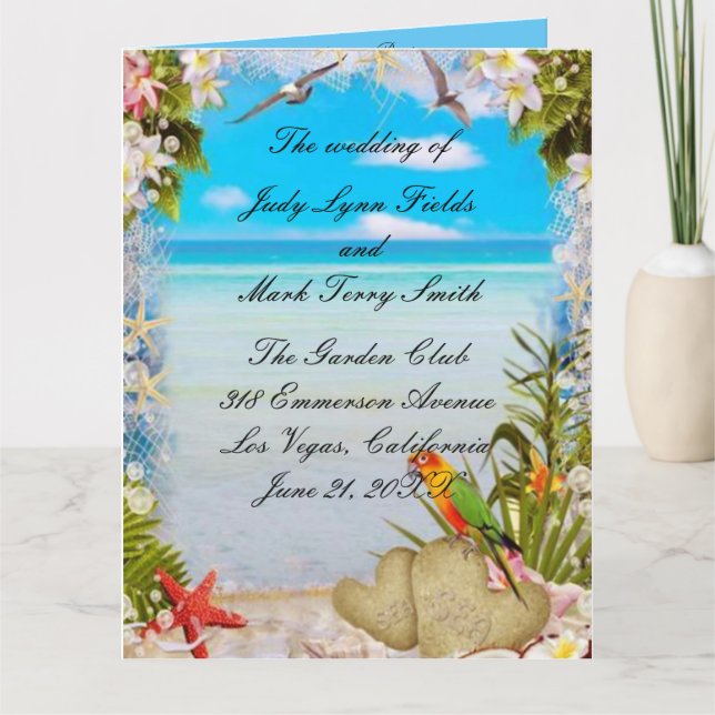 Tropical Beach Floral Wedding Program (Front)