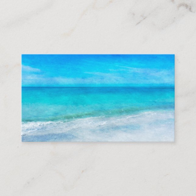 Tropical Beach Florida Gulf Coast Teal Blue Waves Business Card (Front)