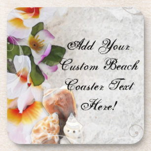 Tropical Beach Flowers/Shells Coaster