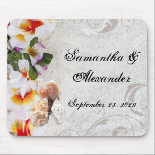Tropical Beach Flowers/Shells Mouse Pad