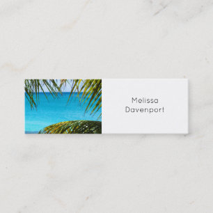 Tropical Beach framed with Palm Fronds Mini Business Card