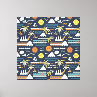 Tropical Beach Fun Pattern Canvas Print