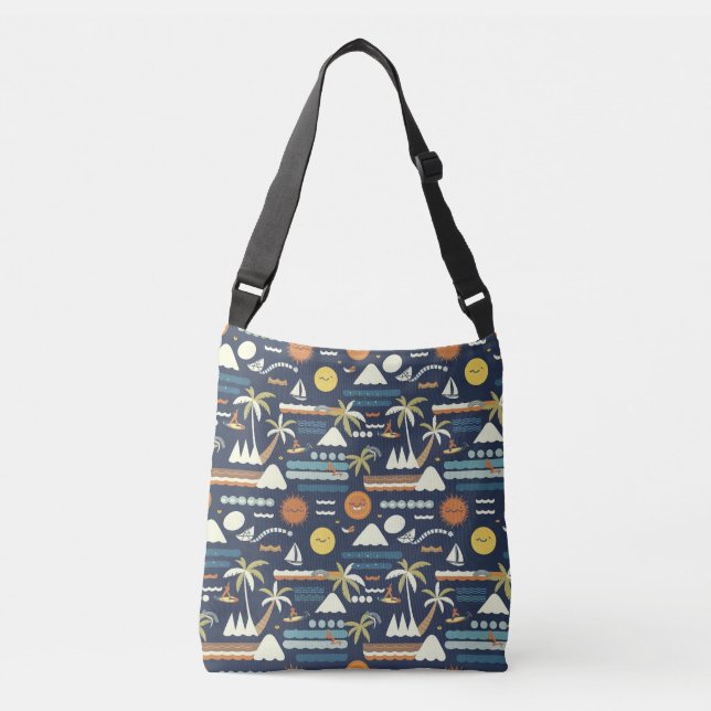 Tropical Beach Fun Pattern Crossbody Bag (Front)