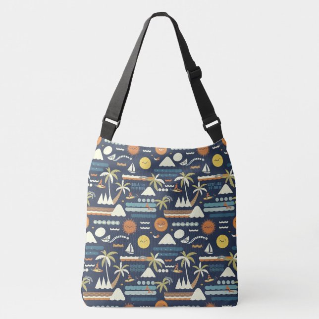 Tropical Beach Fun Pattern Crossbody Bag (Front)