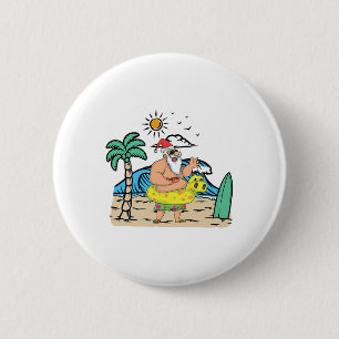 Tropical Beach Funny Santa Xmas Summer Christmas I 2 Inch Round Button
