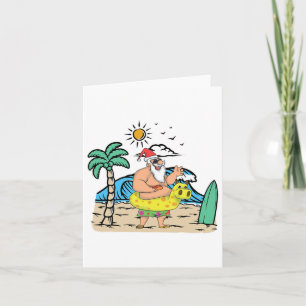 Tropical Beach Funny Santa Xmas Summer Christmas I Card