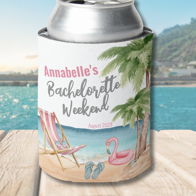 Tropical Beach Girls Weekend Bachelorette Party Can Cooler (Beach Girls Weekend Bachelorette Can Cooler)