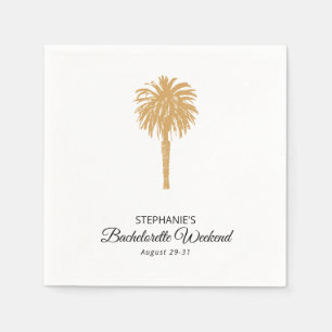 Tropical Beach Gold Palm Destination Bachelorette Napkin
