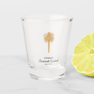 Tropical Beach Gold Palm Destination Bachelorette Shot Glass
