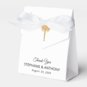 Tropical Beach Gold Palm Tree Destination Wedding  Favor Box