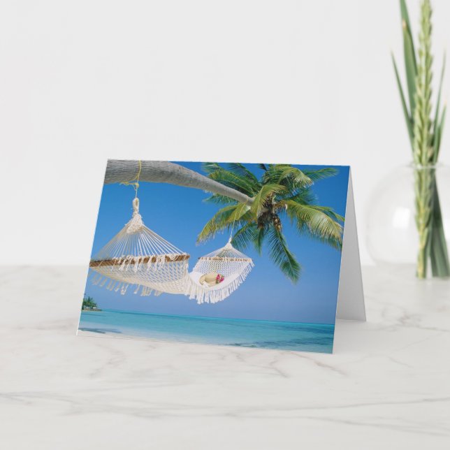 Tropical Beach Greeting Card (Front)