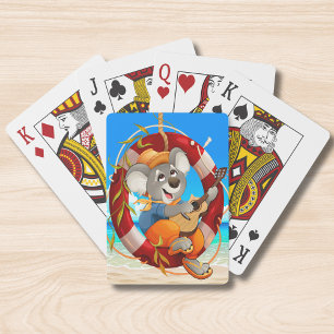 Tropical Beach Guitar Playing Koala Cards