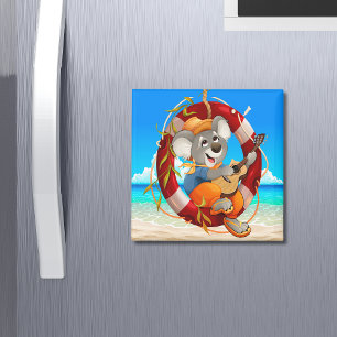 Tropical Beach Guitar Playing Koala Magnet
