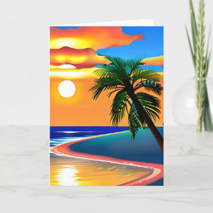 Tropical Beach   Happy Birthday Card