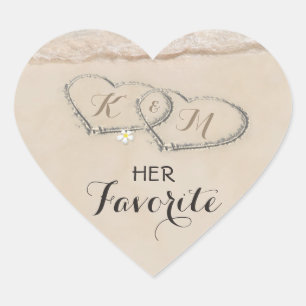 Tropical Beach Heart Shore Wedding   Her Favourite Sticker