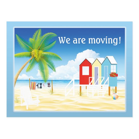 Tropical Beach Huts Change of Address Postcard