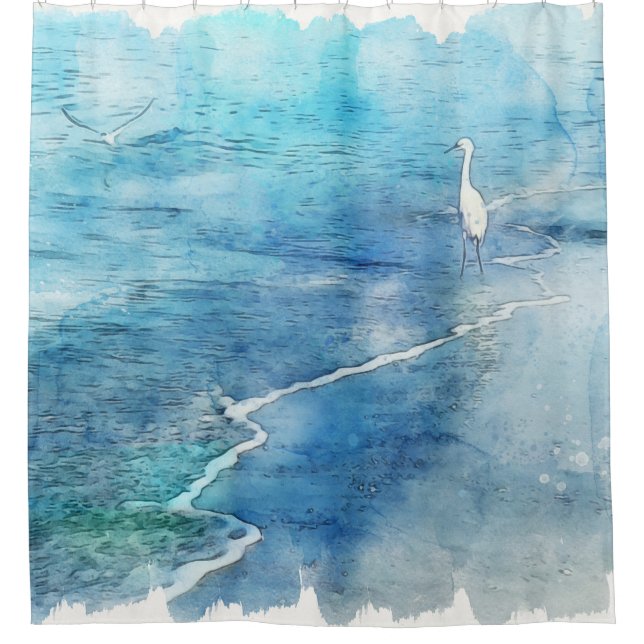 Tropical Beach in Teal Aqua Turquoise Blue (Front)