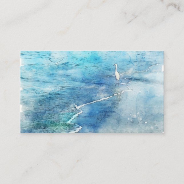 Tropical Beach in Teal Aqua Turquoise Blue Business Card (Front)